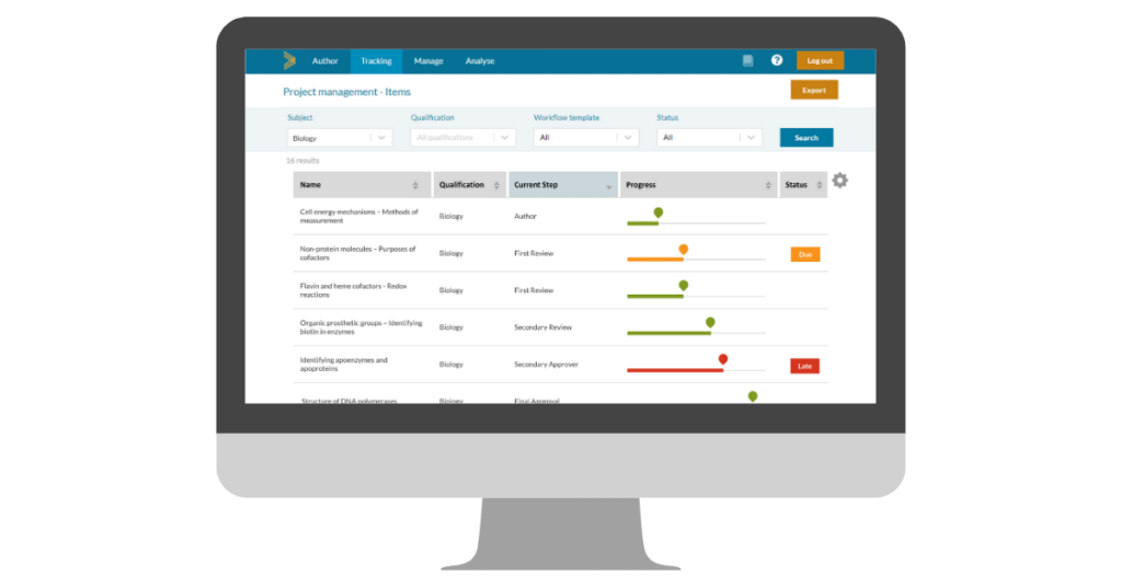 Tracking the progress of tests being developed in GradeMaker Pro