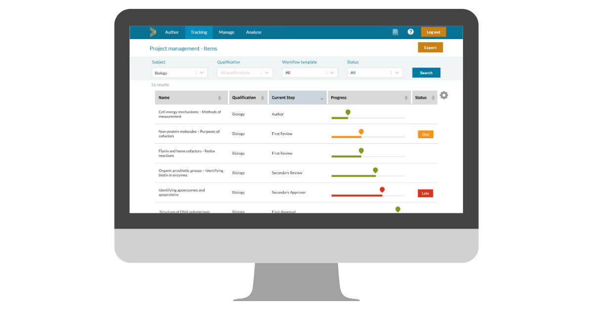 Tracking the progress of tests being developed in GradeMaker Pro